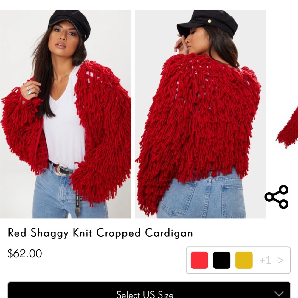Red shaggy sweater